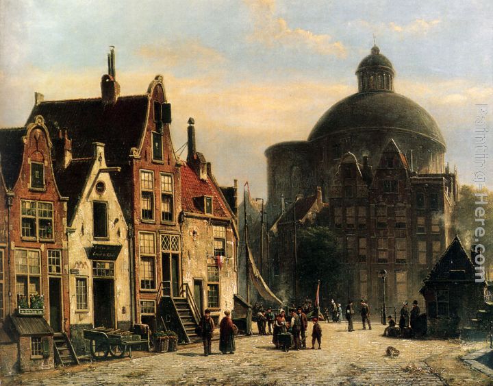 De Lutherse Kerk, Amsterdam painting - Willem Koekkoek De Lutherse Kerk, Amsterdam art painting